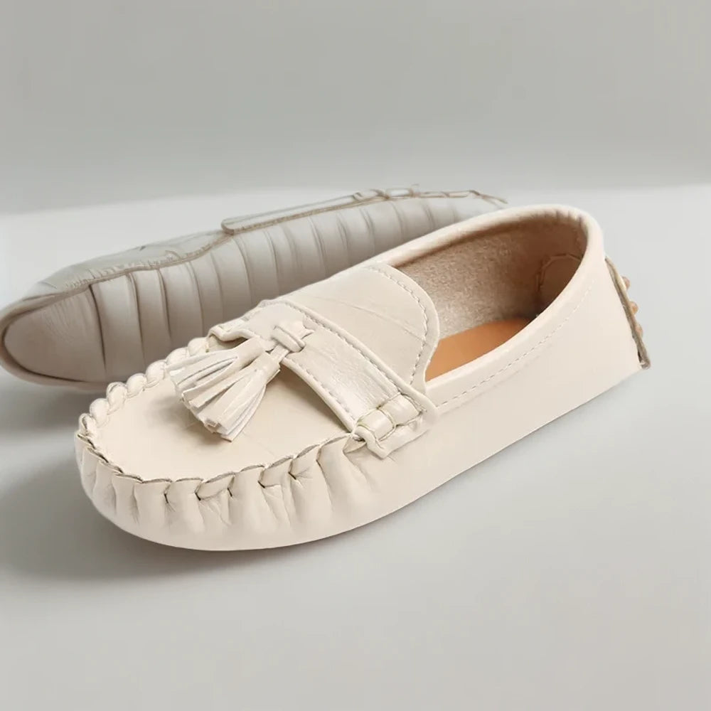 Mocassin pour bébé garçon marron, semelle antidérapante et enfilage facile sans lacets