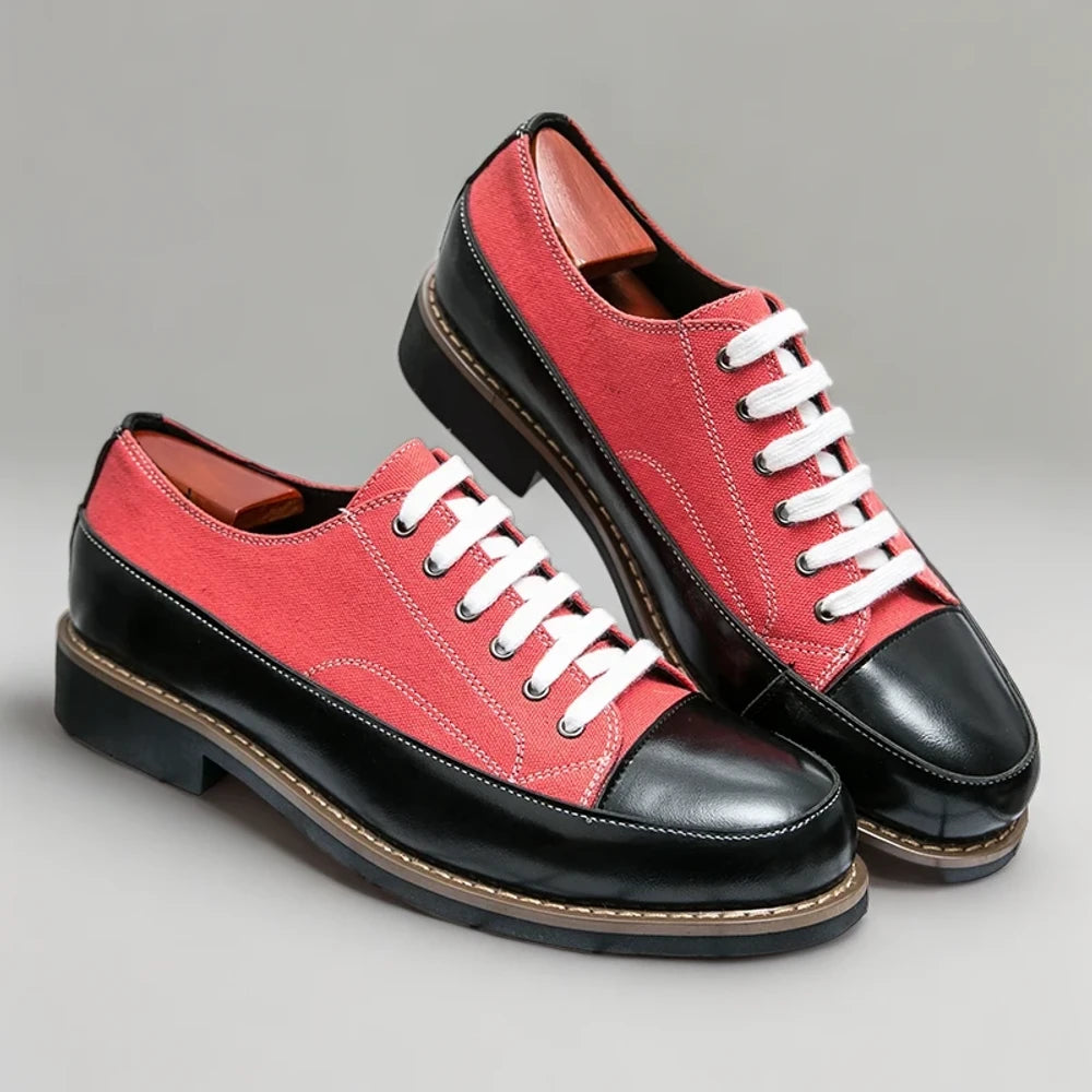 Mocassin grosse semelle homme rouge vue arrière avec talon surélevé