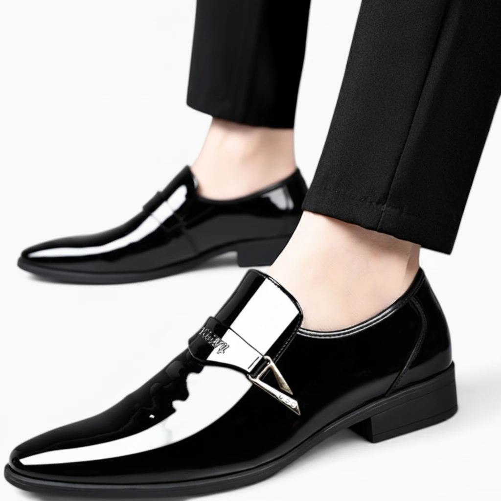 Mocassin noir vernis confortable pour travail et soirée