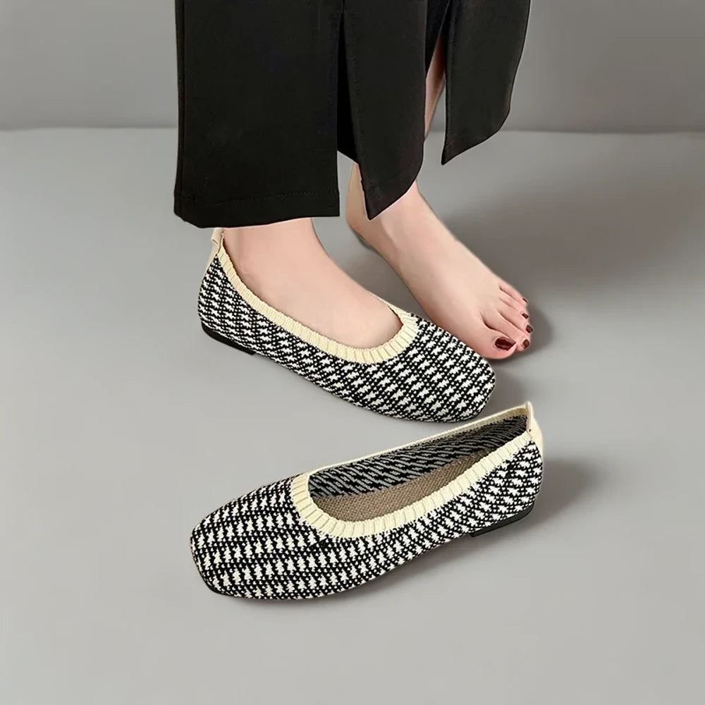 Mocassin femme design félin en tricot souple et respirant