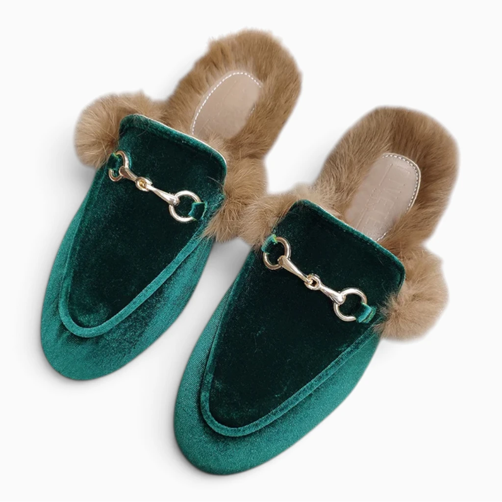 Vavin – Mocassin fourrure femme — Vert