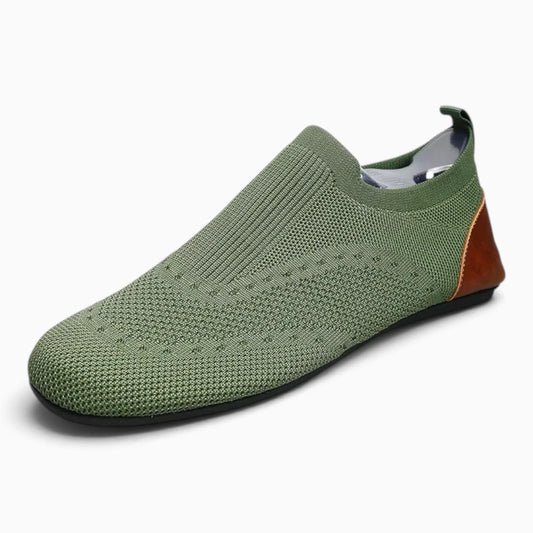 Mocassins ouvert vert sapin en maille aérée, style décontracté homme