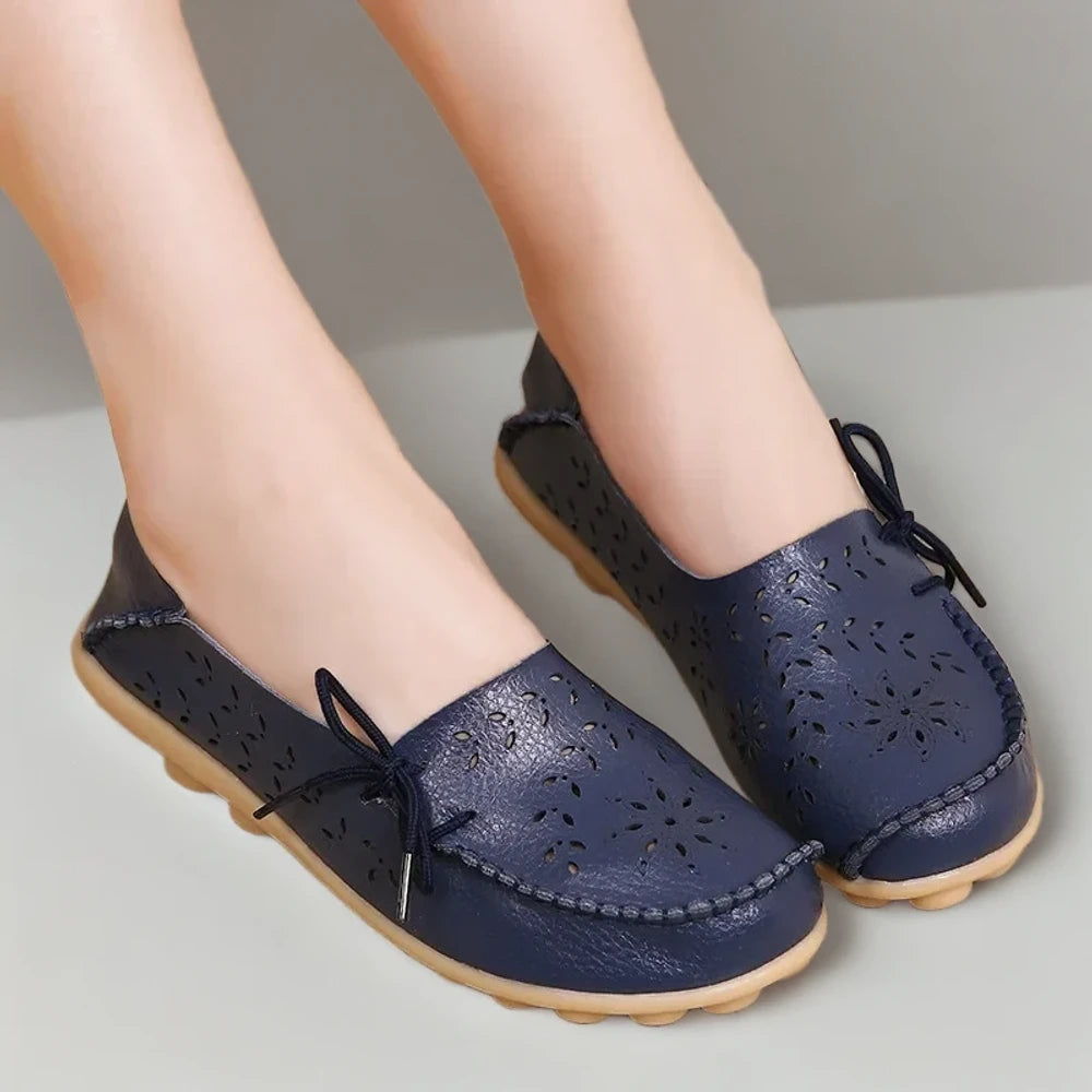 Ballerines mocassins femme noir, vue intérieure montrant le confort et la doublure