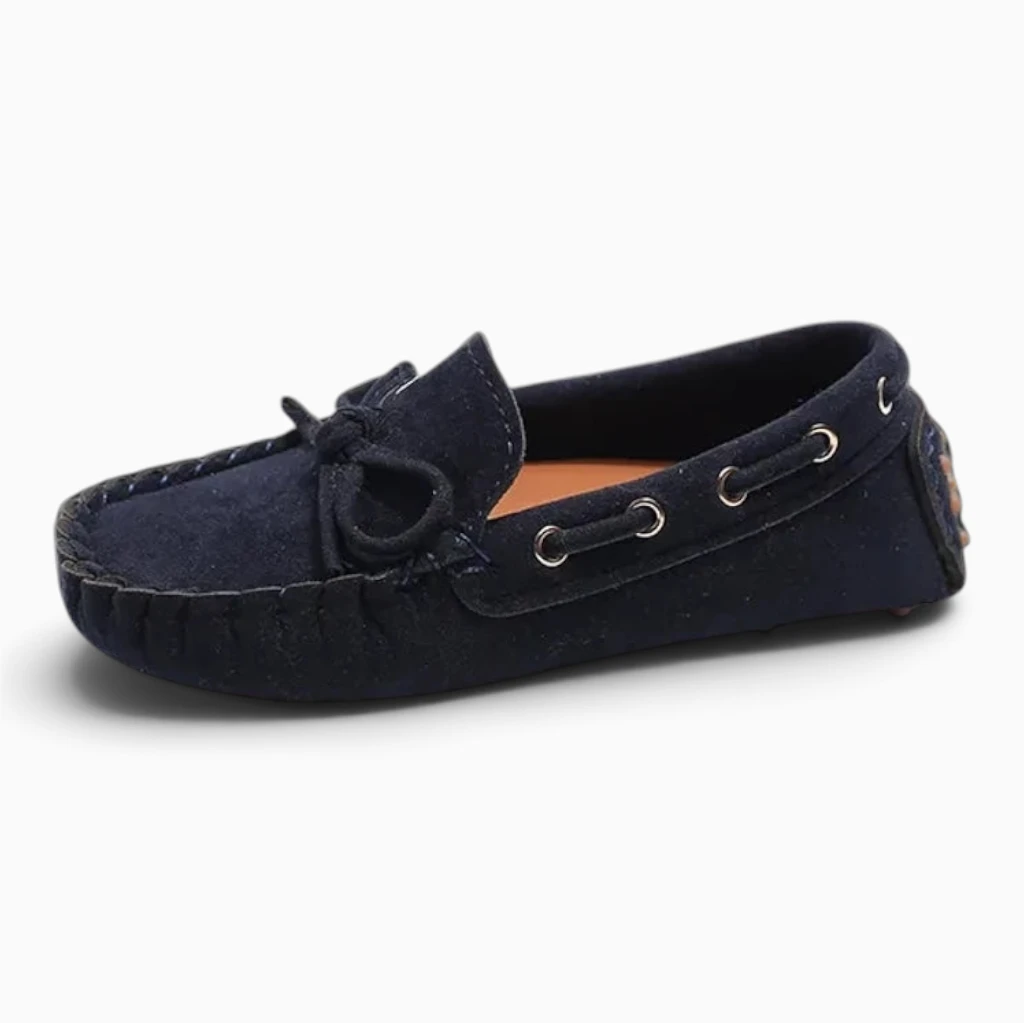Chaussure mocassin enfant gris avec semelle souple antidérapante
