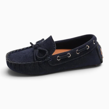 Chaussure mocassin enfant gris avec semelle souple antidérapante