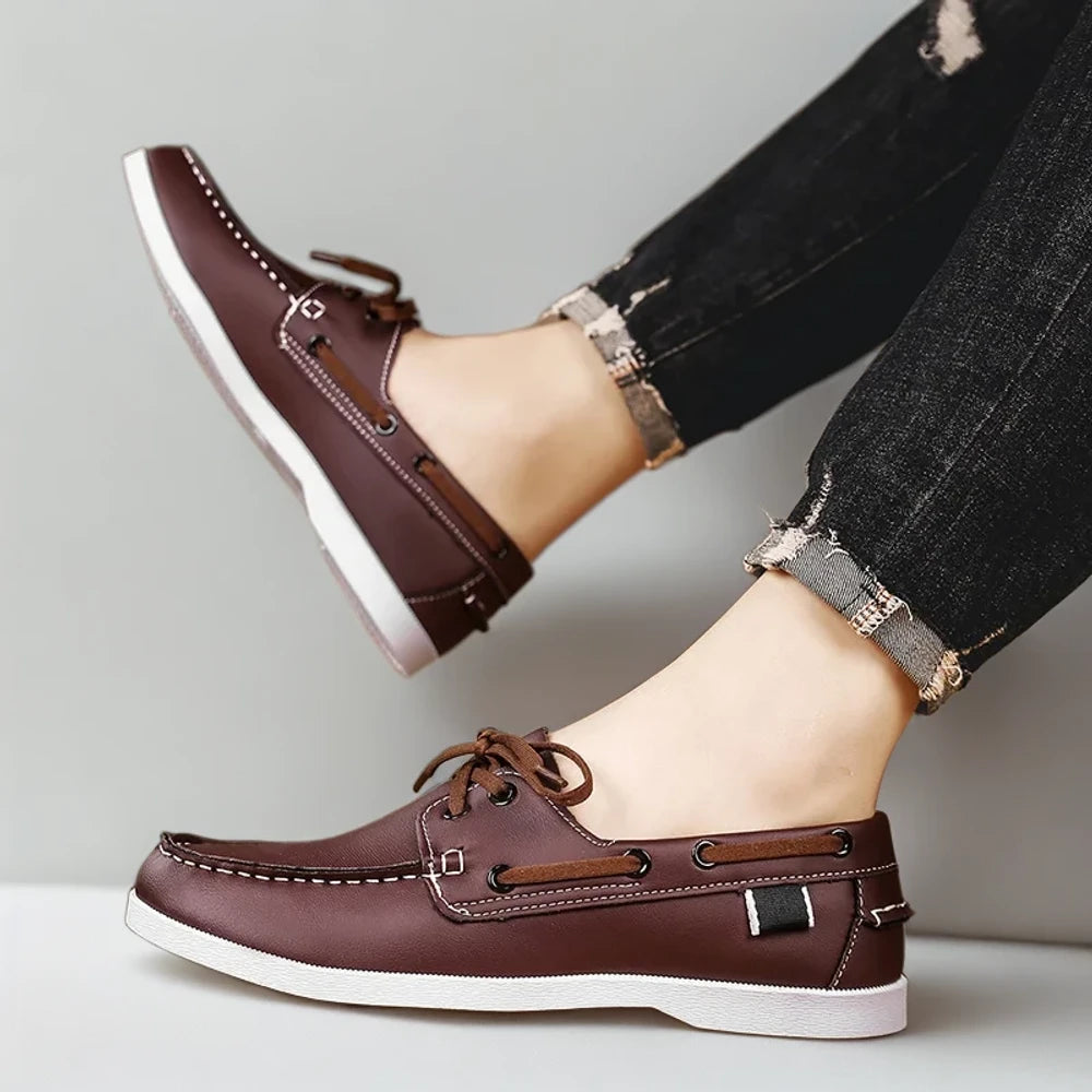 Mocassin homme bleu enveloppage doux, détail de l'intérieur
