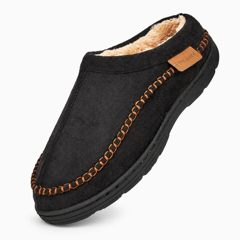 Chaussons mocassin homme noir vue détail de la semelle stable
