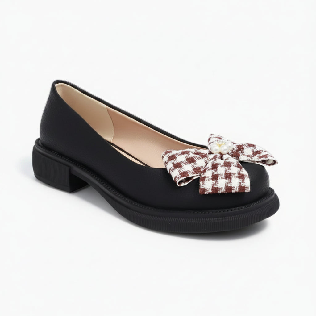 Mocassin à bride femme avec talon large et plateforme stable, bout rond élégant