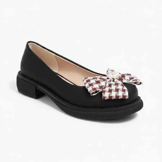 Mocassin à bride femme avec talon large et plateforme stable, bout rond élégant