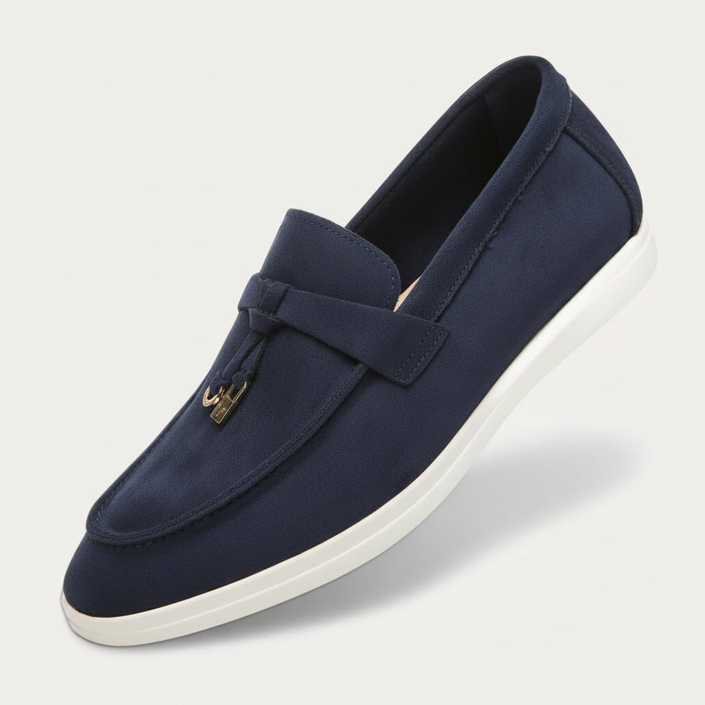 Mocassin à gland homme en daim marron clair vue de face