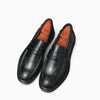 Mocassin avec pompon homme en cuir verni noir, vue de profil