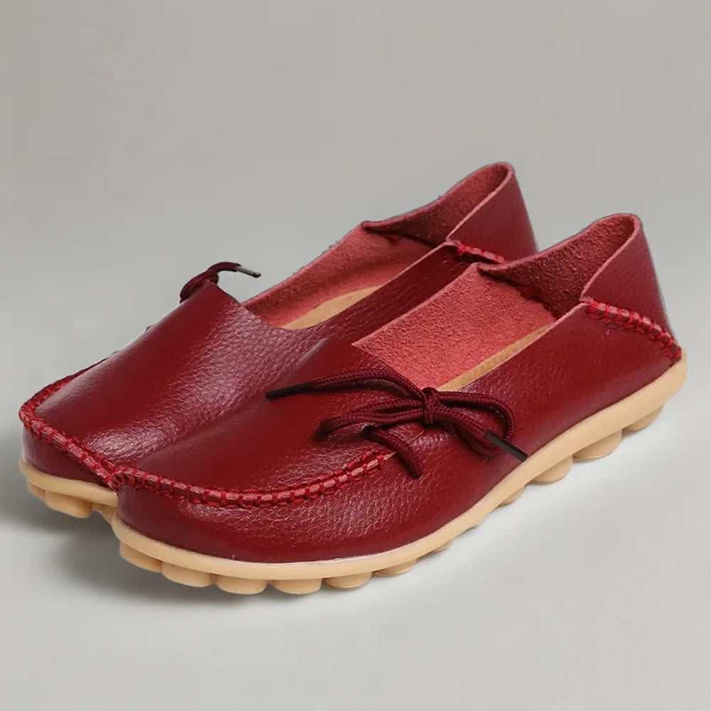 Mocassin femme marron clair avec ornement nœud, vue de dessus
