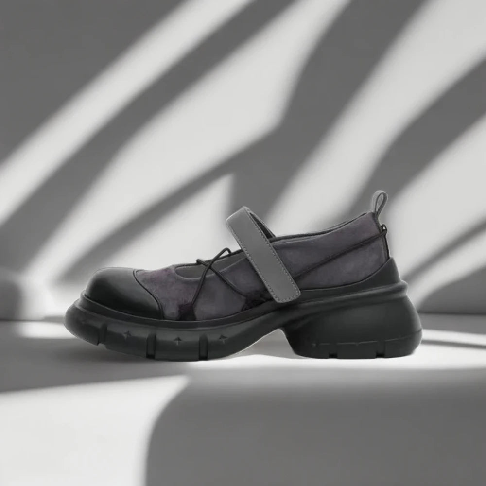 Mocassins à plateforme femme vue de dessus montrant le design bicolore contrasté