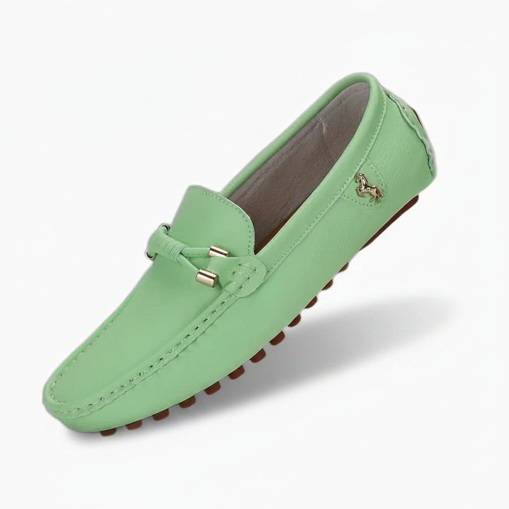 Mocassin blanc en cuir véritable, vue de profil