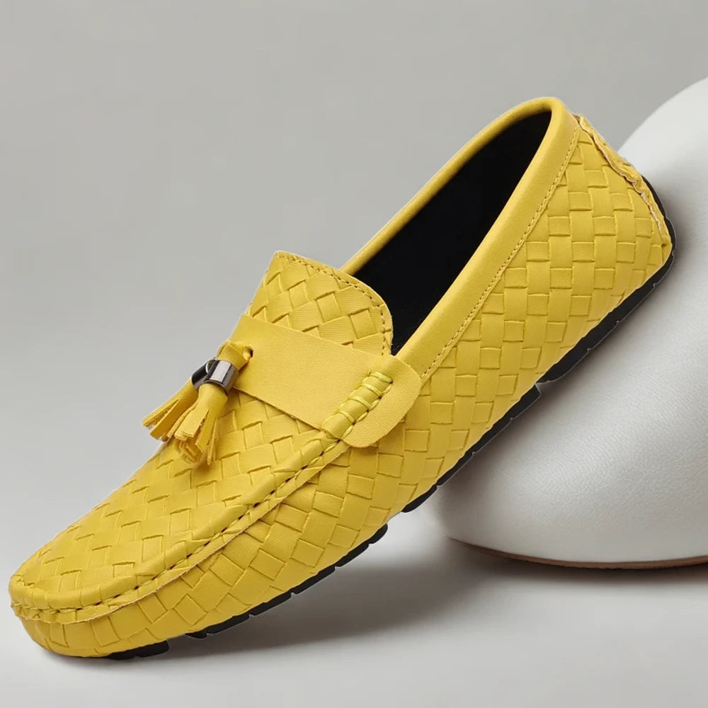 Mocassin bobies blanc lumineux, chaussure homme confortable pour grandes pointures