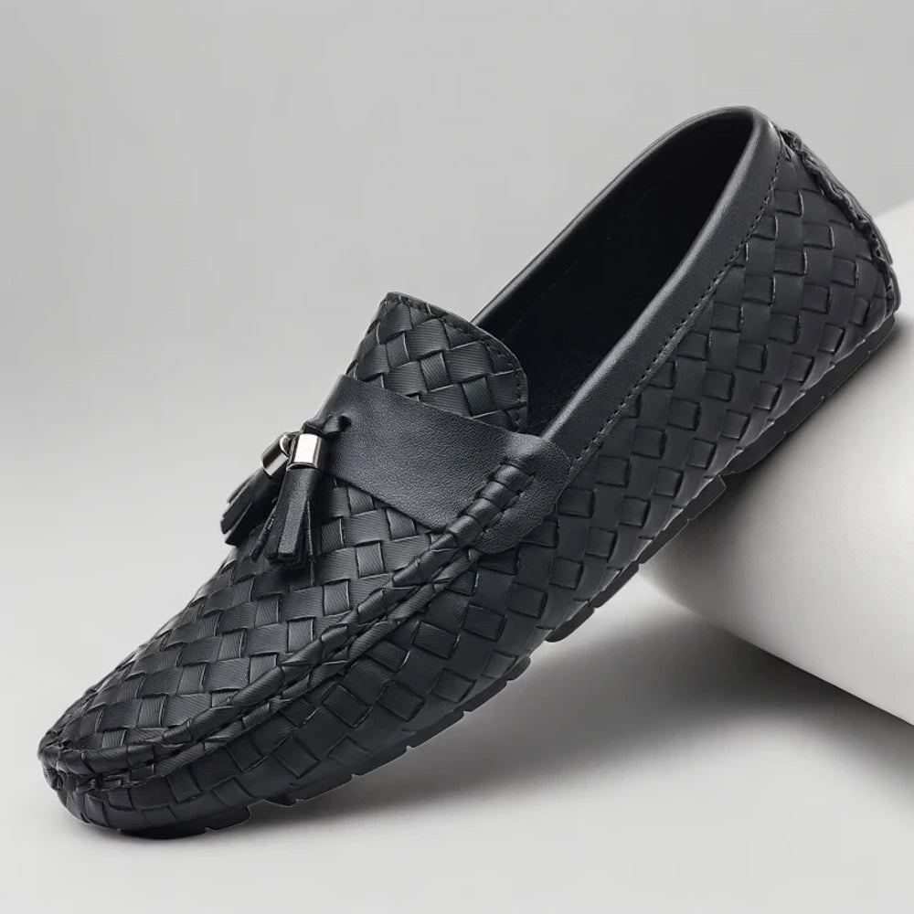 Mocassin homme noir profond, chaussure légère pour le quotidien