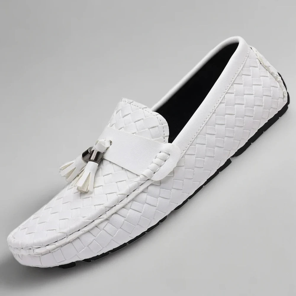 Paire de mocassins bobies en cuir, coloris assortis pour homme actif