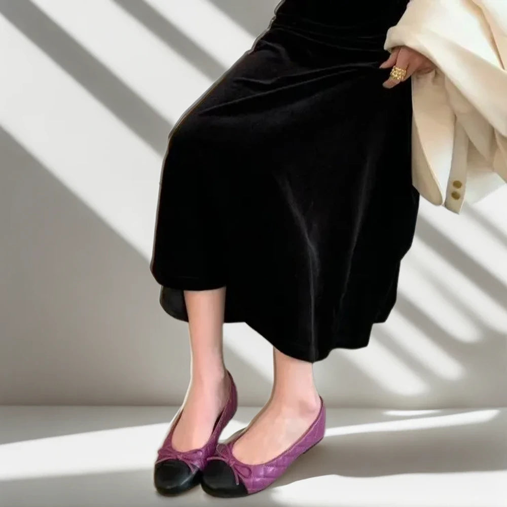 Détail du nœud papillon ornant ce mocassin à boucle femme vintage