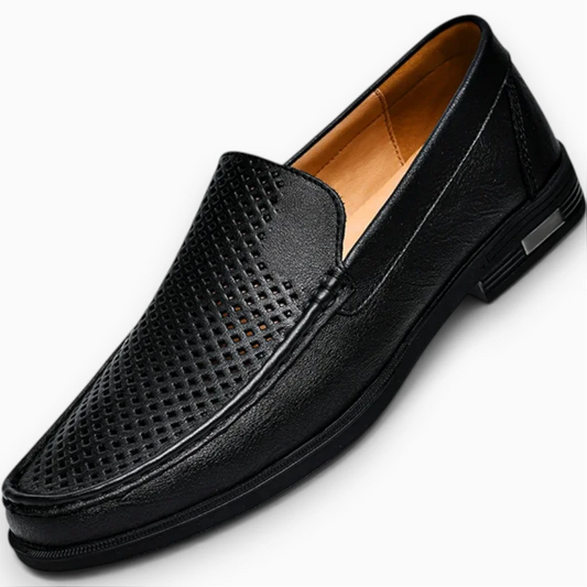 Mocassin bout carré homme en cuir véritable, coupe classique épurée