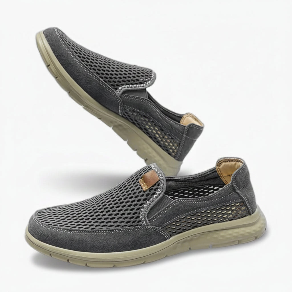 Mocassin bout pointu bleu en maille souple pour homme