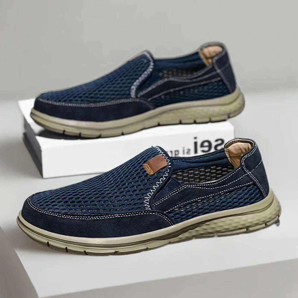 Mocassin homme bout pointu en textile souple et flexible