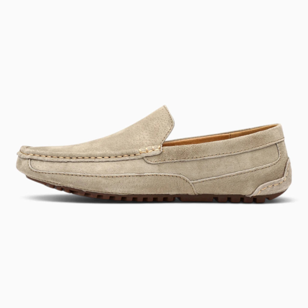 Mocassin mule homme marron et bleu, adaptable à la tenue décontractée quotidienne