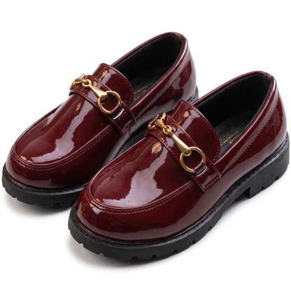 Mocassins rouges enfilables sans effort pour petites filles
