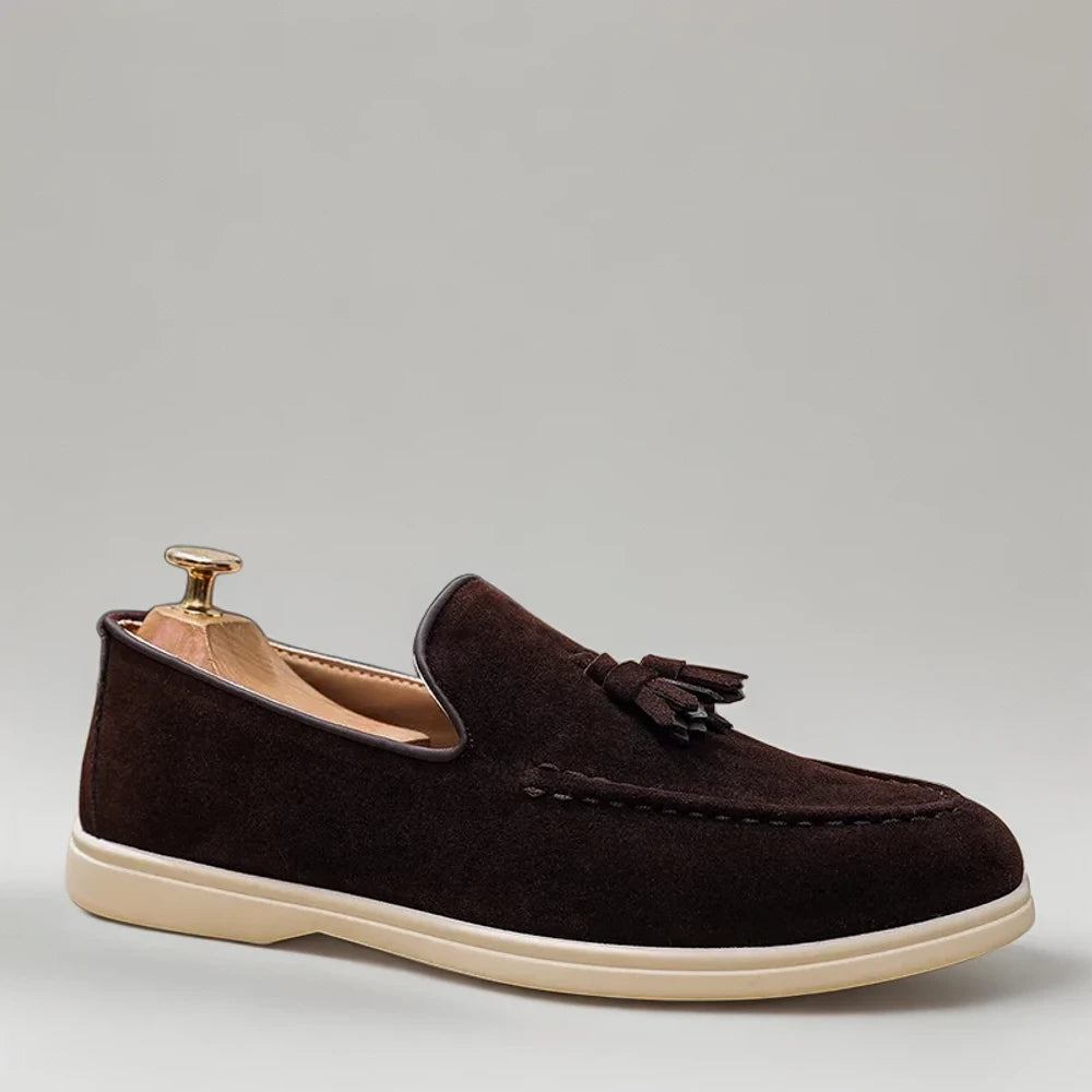 Mocassins chocolat respirants en matière synthétique pour usage quotidien