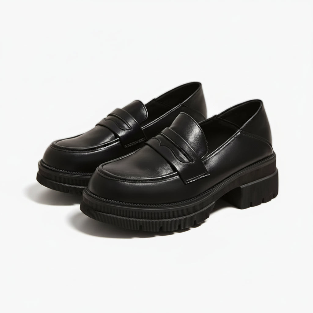 Mocassin cognac femme style rétro avec plateforme discrète