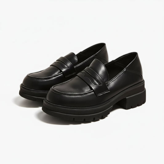 Mocassin cognac femme style rétro avec plateforme discrète
