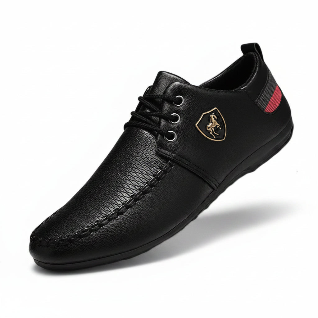 Mocassin cognac homme avec laçage bas et accents contrastés