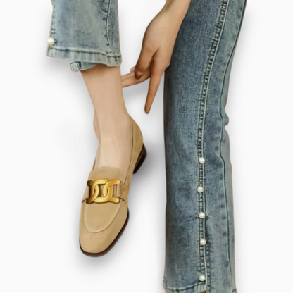 Paire de mocassins velours bleu marine et kaki, collection décontractée