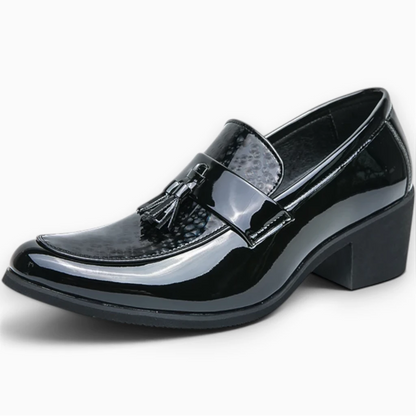 Mocassin homme compensé vert profond détail de la tige structurée