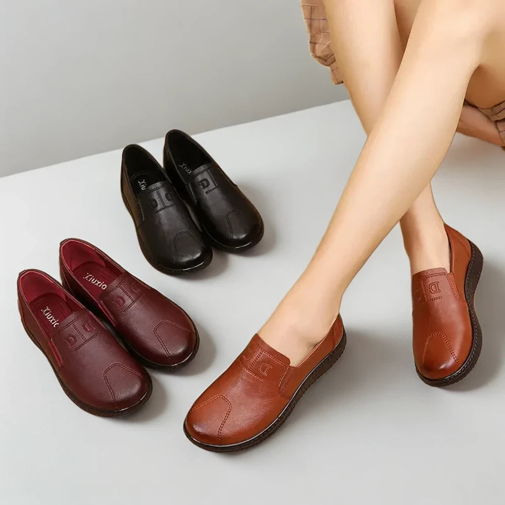 Mocassin confort femme en cuir, détail de l'intérieur rembourré