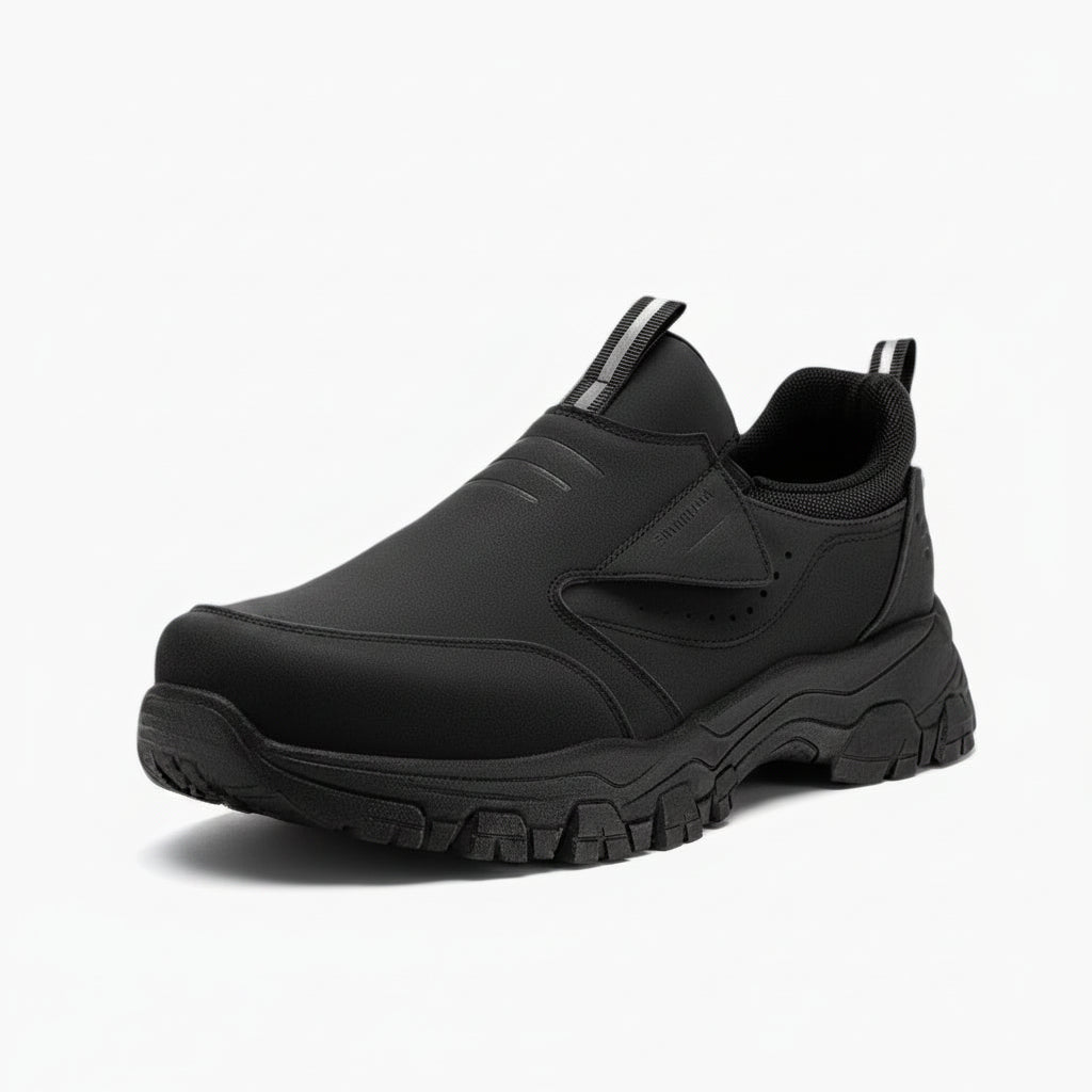 Mocassin confortable homme noir enfilable pour le bureau et tenue décontractée