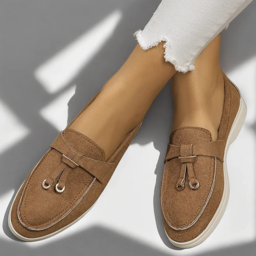 Mocassin cow print marron, chaussure confortable pour le bureau