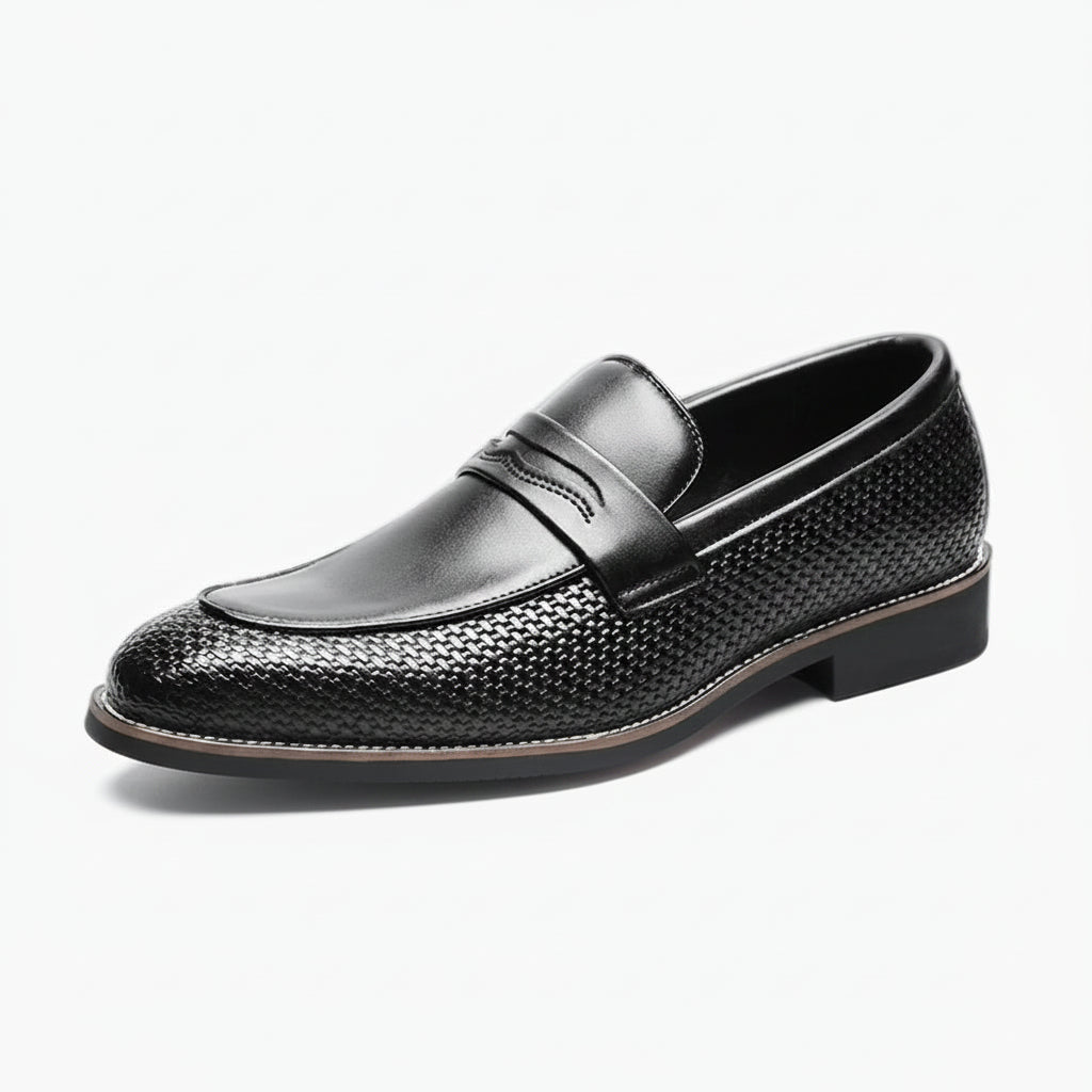 Mocassin croco homme noir avec détail de texture crocodile sur le dessus