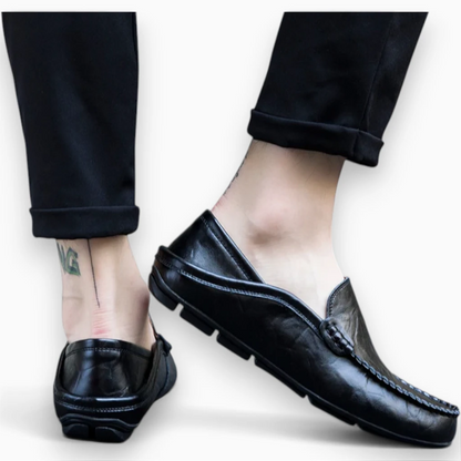 Mocassin homme blanc en cuir, chaussure légère et respirante pour l'été