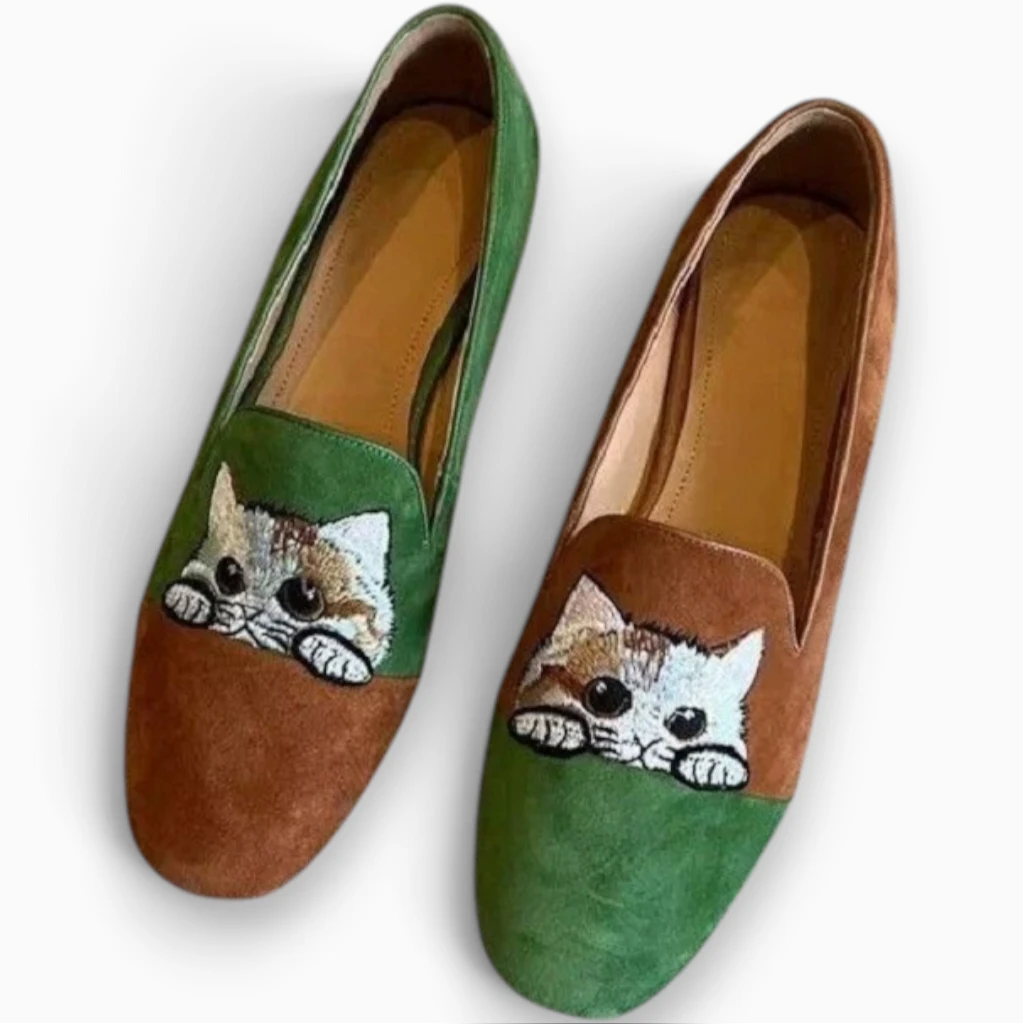 Mocassin cuir camel femme à enfiler sans lacet, bout carré épuré