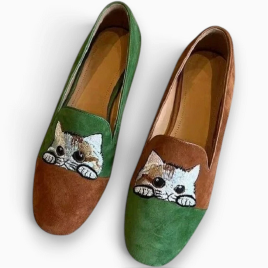 Mocassin cuir camel femme à enfiler sans lacet, bout carré épuré