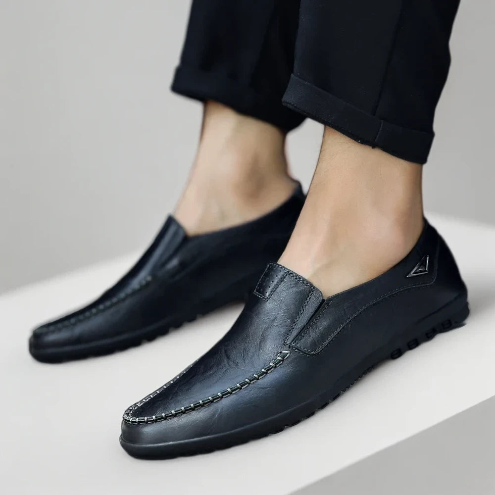 Mocassin homme cuir de luxe rouge, confort pieds au volant