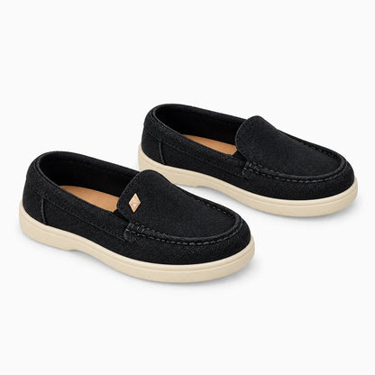 Mocassin cuir enfant marron avec semelle antidérapante et bout rond