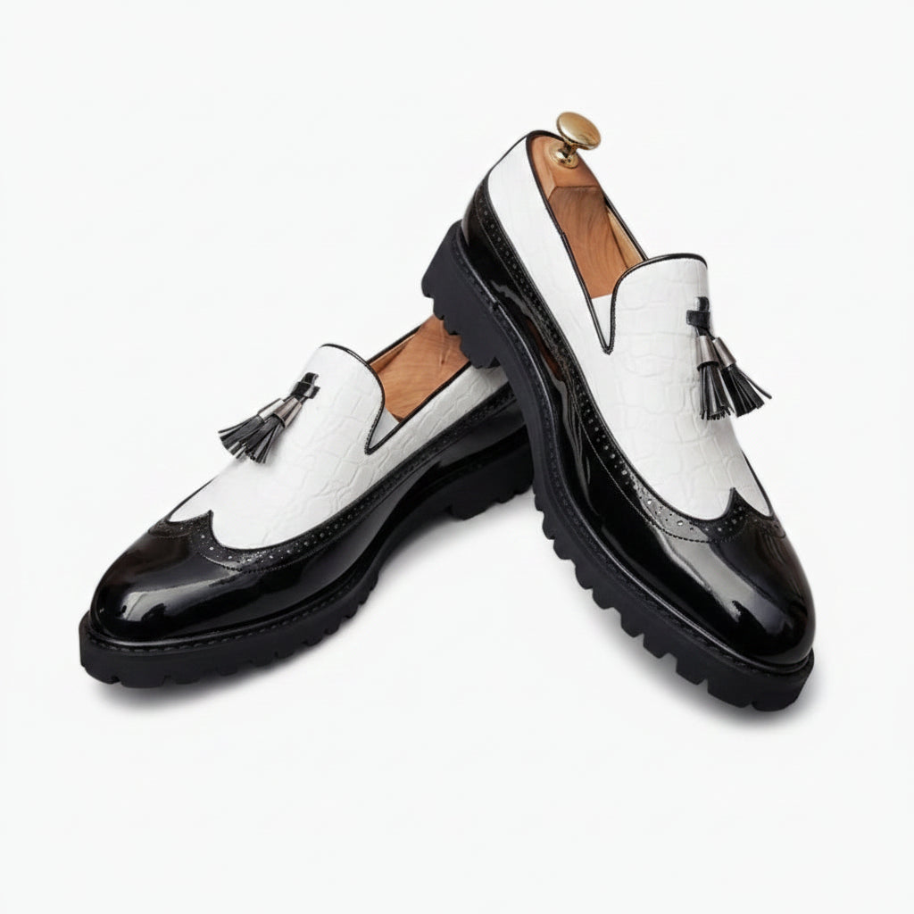 Mocassin d'intérieur homme en cuir noir, design italien élégant