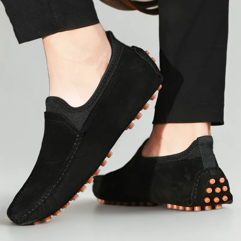 Semelle intérieure confortable du mocassin daim homme luxe artisanal italien