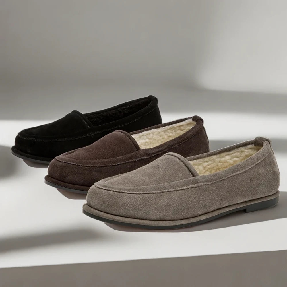 Mocassins en daim marron stylisé casual quotidien
