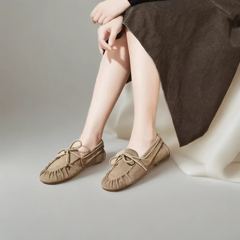 Mocassin daim marron femme collection complète avec variante beige assortie