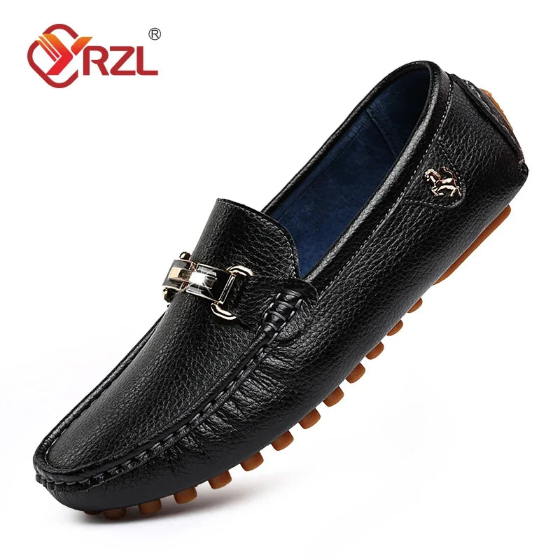 Mocassin double boucle homme cuir PU noir élégant style classique