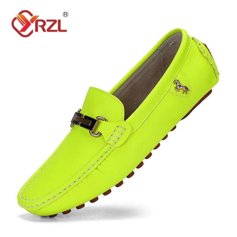 Profil latéral mocassin double boucle homme construction souple