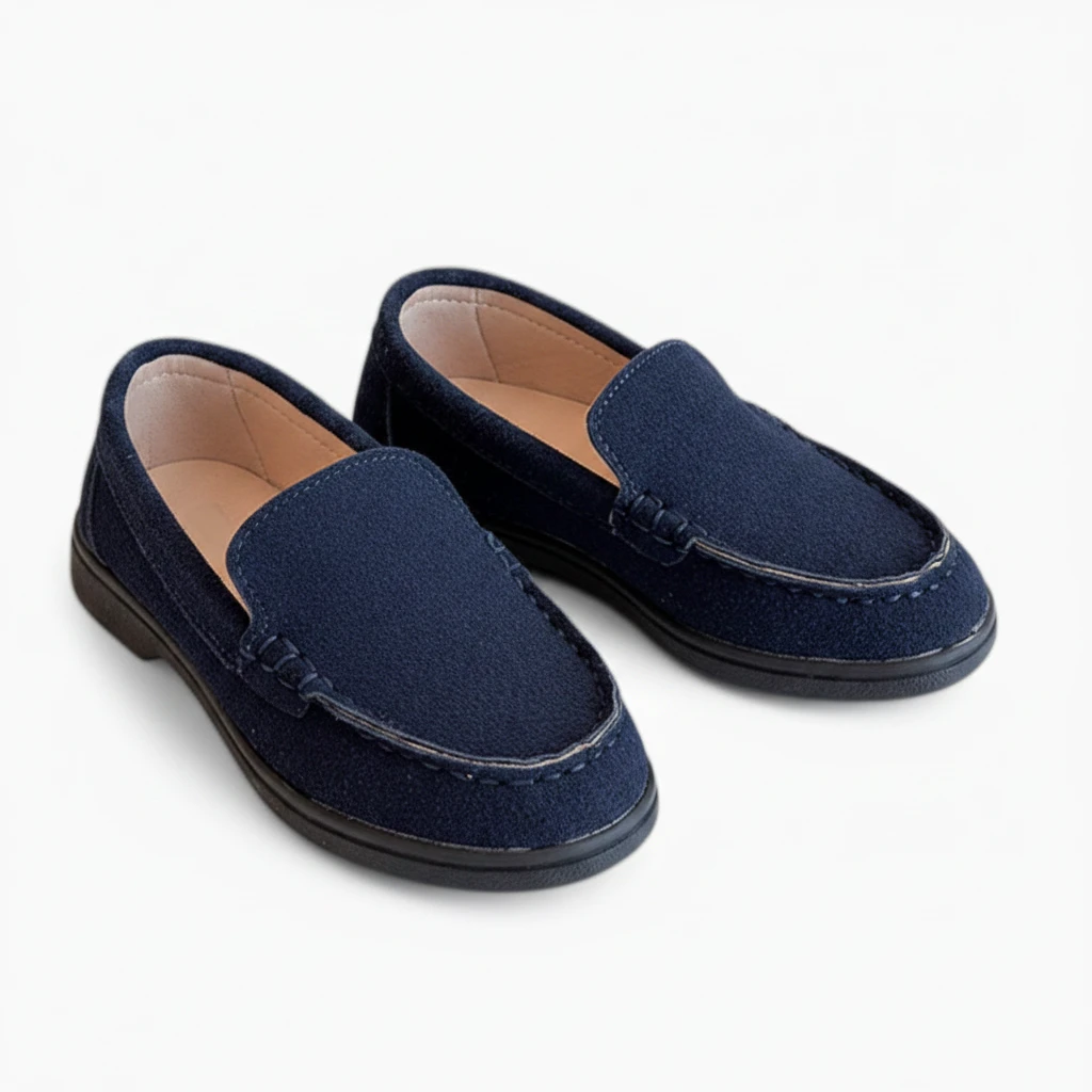 Chaussure confortable pour fille en daim beige, style minimaliste