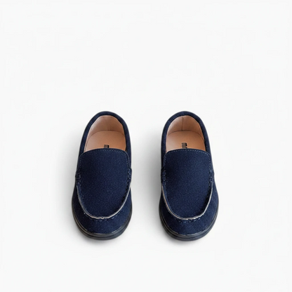 Mocassin enfant fille polyvalent en daim, couleur unie assortissable
